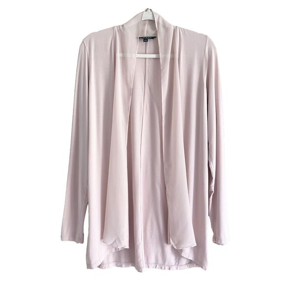 Ralph Lauren Lightweight Longline Cardigan M Sheer Panel Knit Rose Long Sleeves - Picture 9 of 9